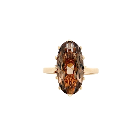 10K Gold ring with Oval Smoky Quartz Center Size 7.5   j7665